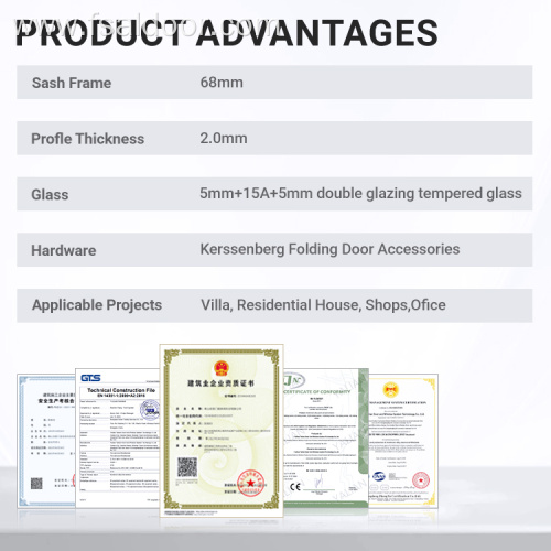 Aluminum Alloy Folding Door Double Temper Glass